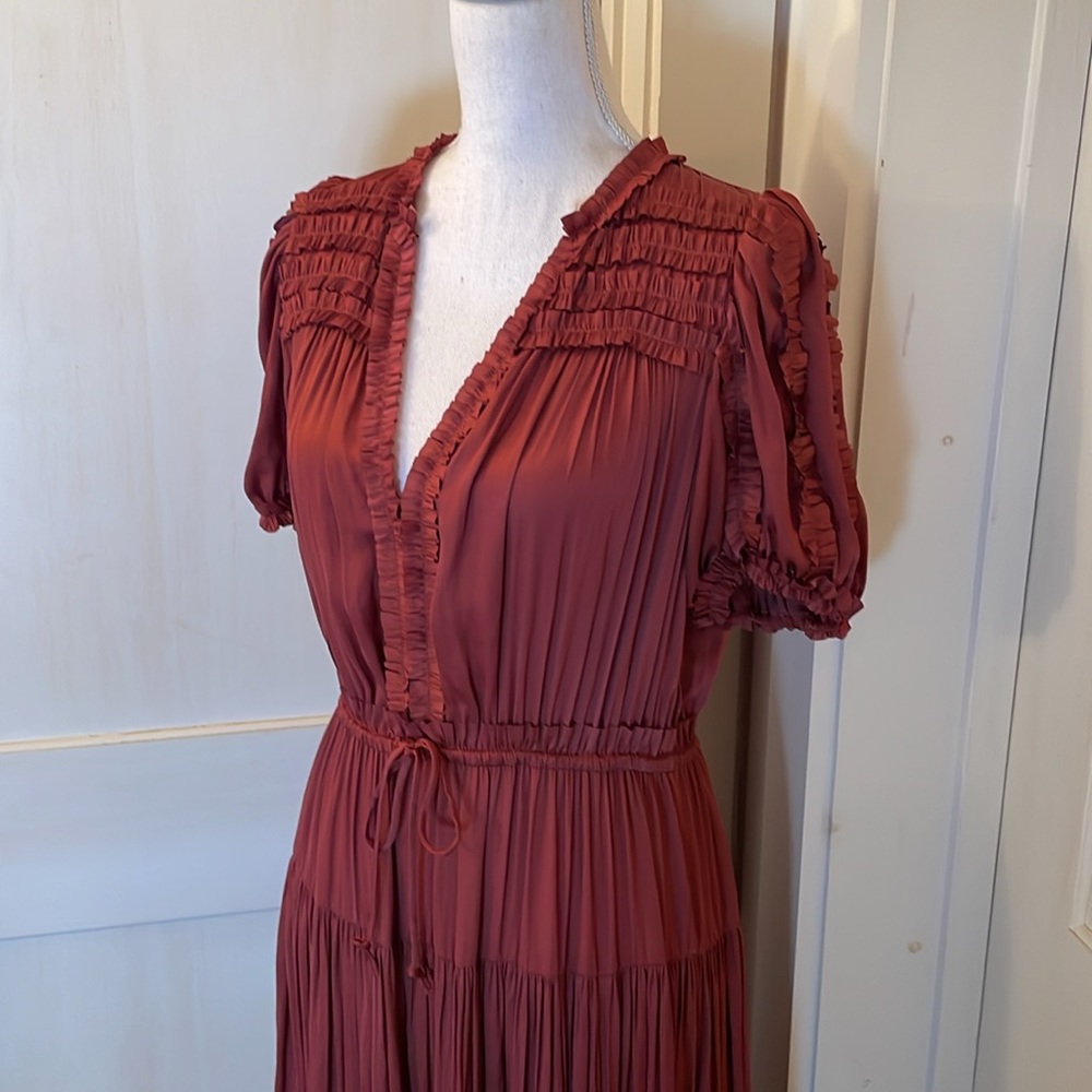 🌟Ulla Johnson Rose plissé-satin Midi Dress - Picture 3 of 12